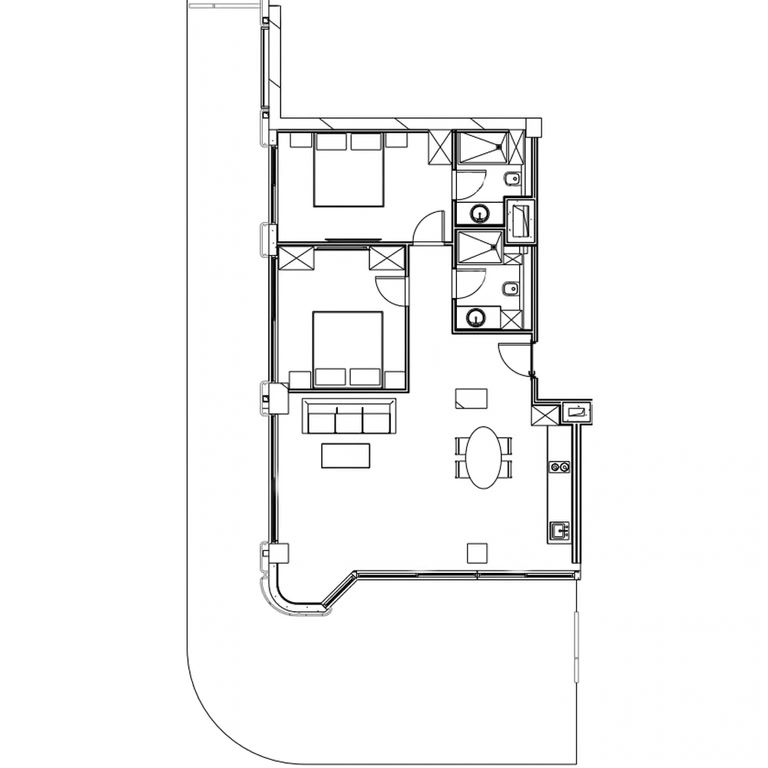 2-пакоевая кватэра 1301, 158,5 м² на 13 паверсе ў Next Collection, корпус 1 — планіроўка 1