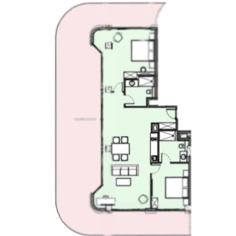 2-кімнатна квартира 1411, 195,9 м² на 14 поверсі у Next Collection, корпус 1 — планування 1