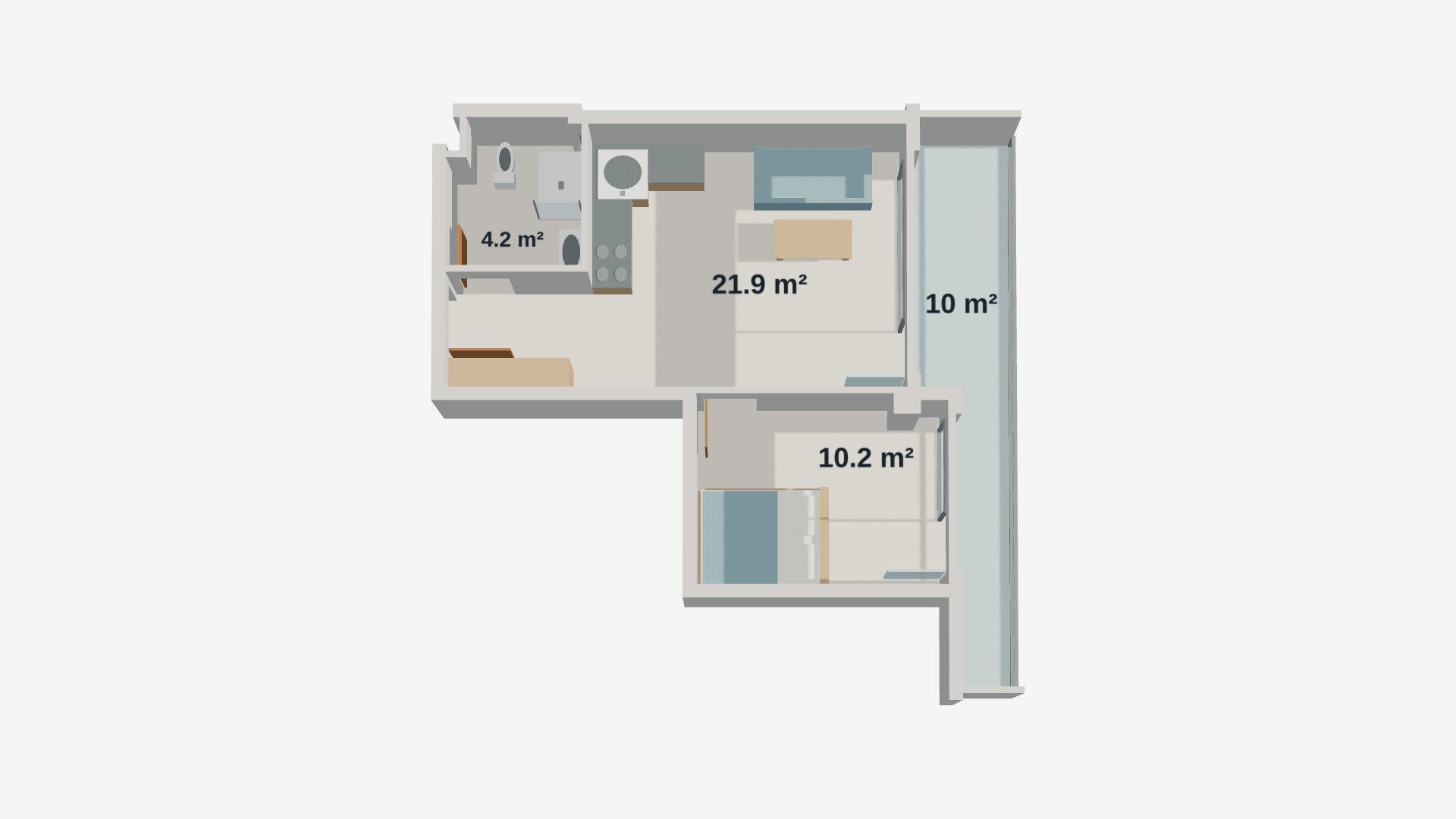 1-кімнатна квартира 307, 48,3 м² на 3 поверсі у Lagoon Resort, корпус B — планування 1