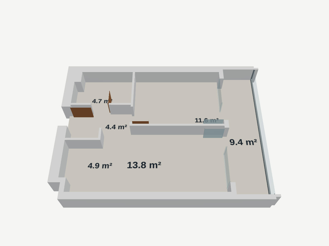 1-ოთახიანი ბინა 216, 49.8 მ², 2 სართულზე Lagoon Resort-ში, კორპუსი A — გეგმა 1