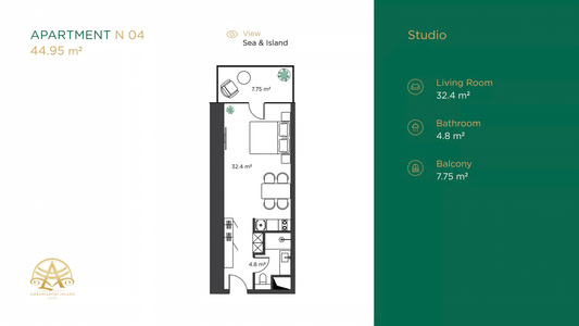 Студия — 45 м²