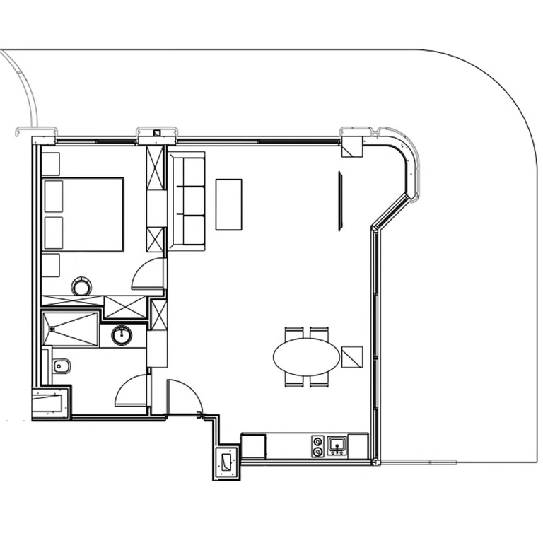 1-комнатная квартира № 1309, 111,8 м² на 13-м этаже в Next Collection, корпус 1 — планировка 1