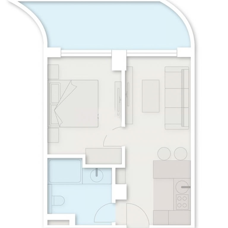 1-room apartment 1306, 49.2 m² on floor 13 at Next Collection, Building 1 — floor plan 1