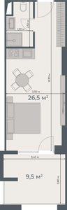 Studio — 36–36.2 m²
