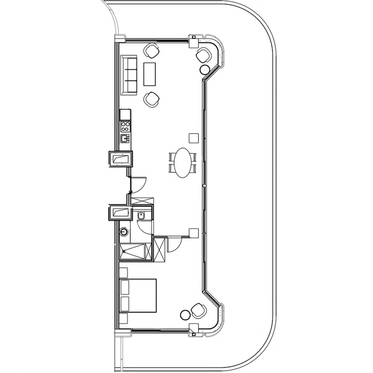 1-room apartment #1211, 163.3 m² on floor 12 at Next Collection, Building 1 — floor plan 1