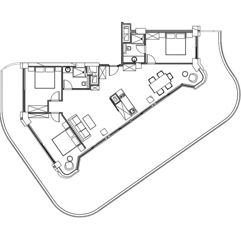 3-пакоевая кватэра № 1037, 229,7 м² на 10-м паверсе ў Next Collection, корпус 1 — планіроўка 1