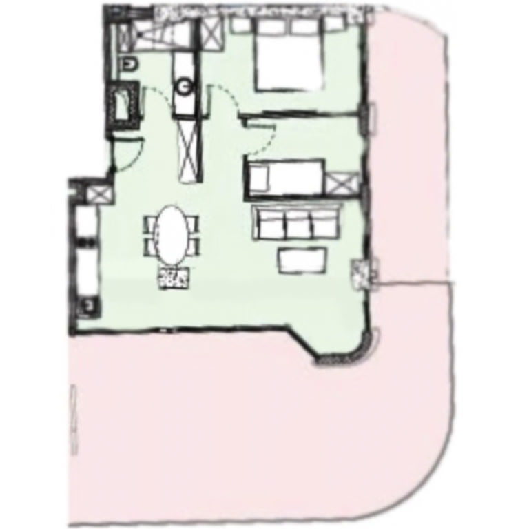 2-комнатная квартира № 1425, 124,3 м² на 14-м этаже в Next Collection, корпус 1 — планировка 1