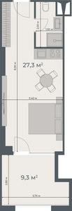 Studio — 36.6 m²