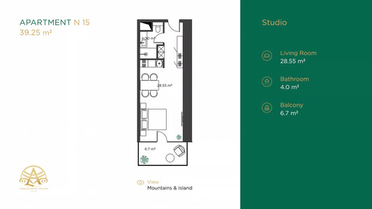 Студия — 39.3 м²