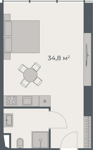 Studio — 34.3–34.8 m²