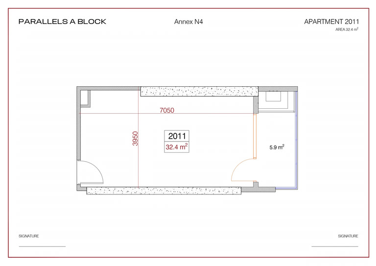 Студыя 1911, 32,4 м² на 19 паверсе ў Metropol Parallel, корпус Block A — планіроўка 1