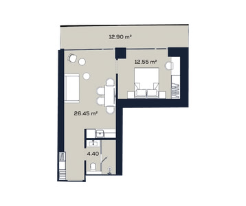 1-кімнатна — 56.3–56.4 м²