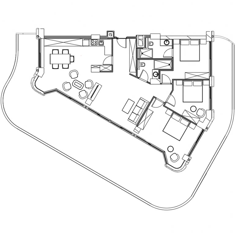 3-комнатная квартира № 1001, 248,7 м² на 10-м этаже в Next Collection, корпус 1 — планировка 1