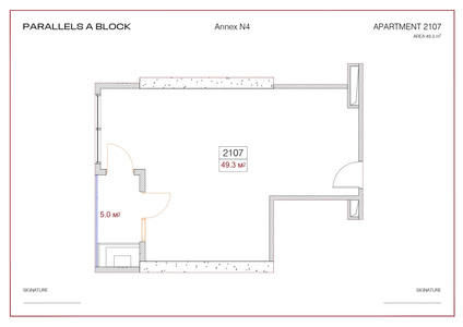 1-room — 49.3 m²