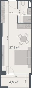 Studio — 32.4 m²