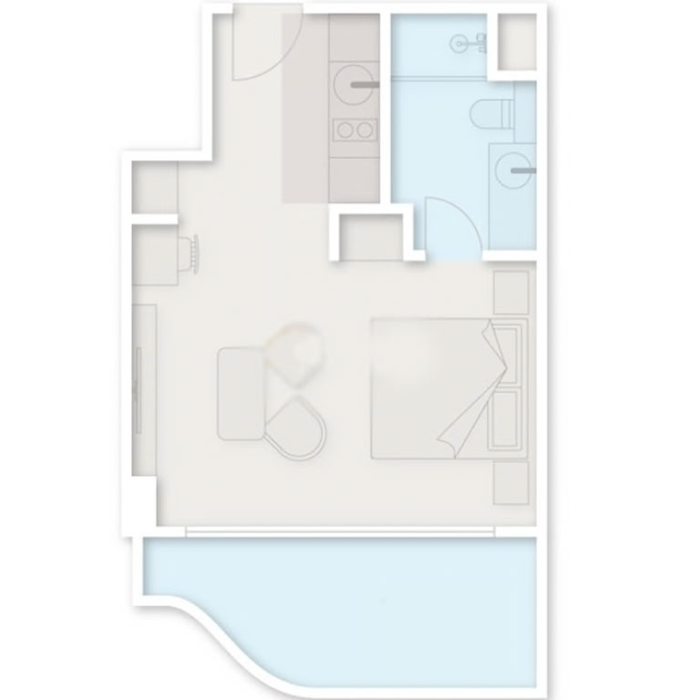 1-комнатная квартира № 429, 48,9 м² на 4-м этаже в Next Collection, корпус 1 — планировка 1
