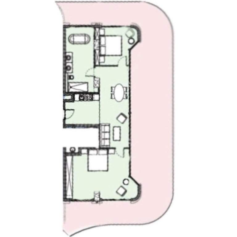 2-room apartment #1409, 182 m² on floor 14 at Next Collection, Building 1 — floor plan 1