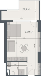 Studio — 45.2 m²