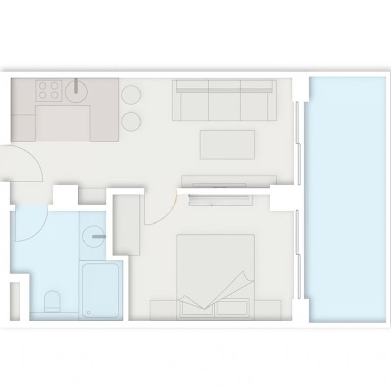 1-room apartment #323, 50 m² on floor 3 at Next Collection, Building 1 — floor plan 1