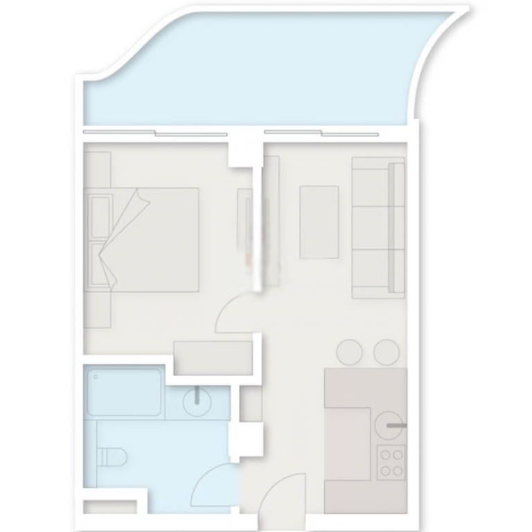 1-room apartment 1107, 47.4 m² on floor 11 at Next Collection, Building 1 — floor plan 1