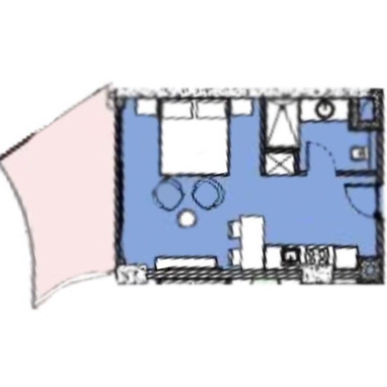 1-комнатная квартира № 1317, 41 м² на 13-м этаже в Next Collection, корпус 1 — планировка 1