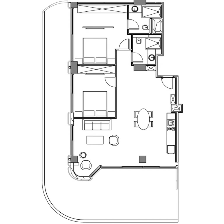 2-кімнатна квартира 248, 155,5 м² на 2 поверсі у Next Collection, корпус 1 — планування 1