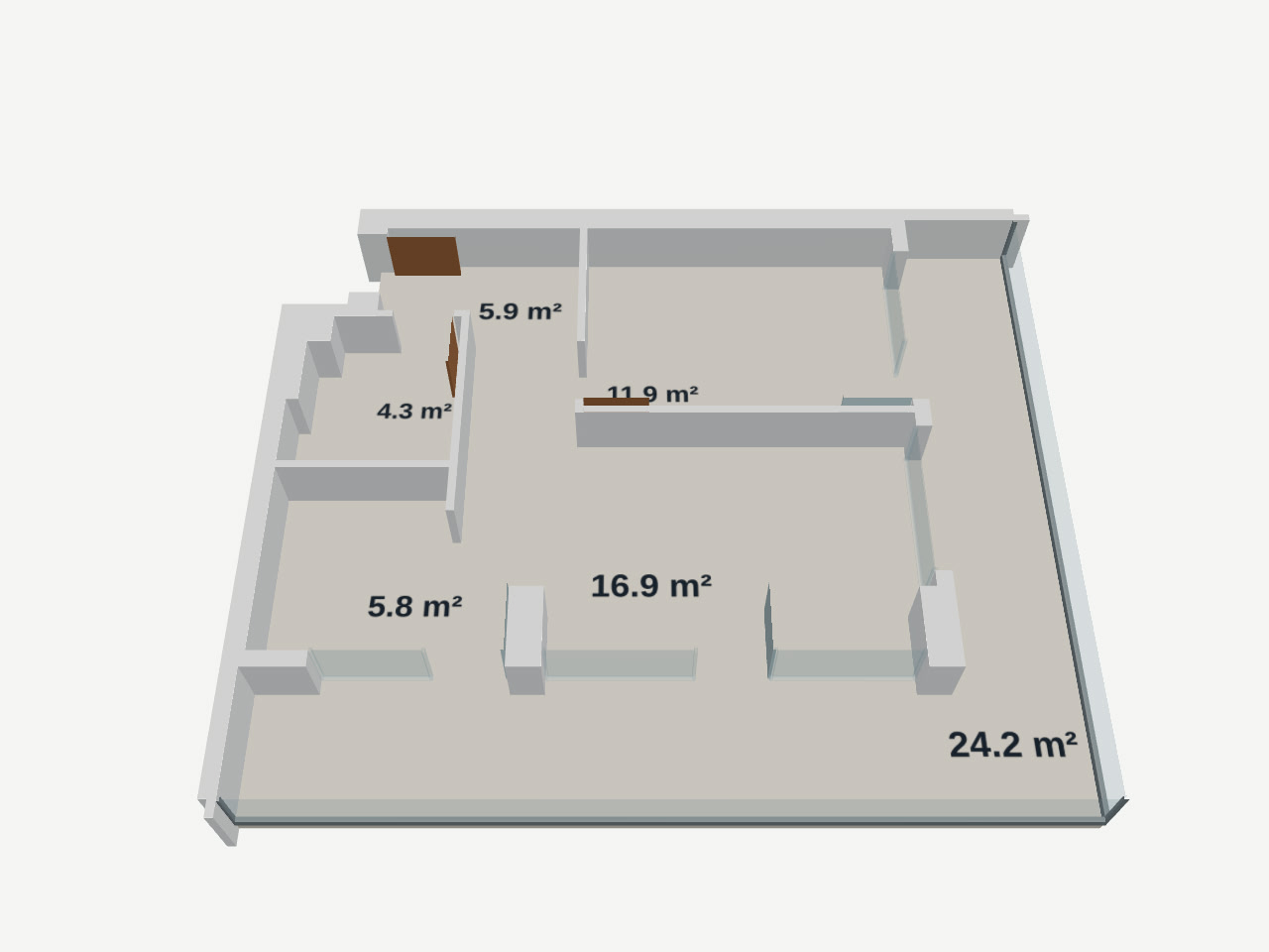 2-ოთახიანი ბინა 202, 70.2 მ², 2 სართულზე Lagoon Resort-ში, კორპუსი A — გეგმა 1