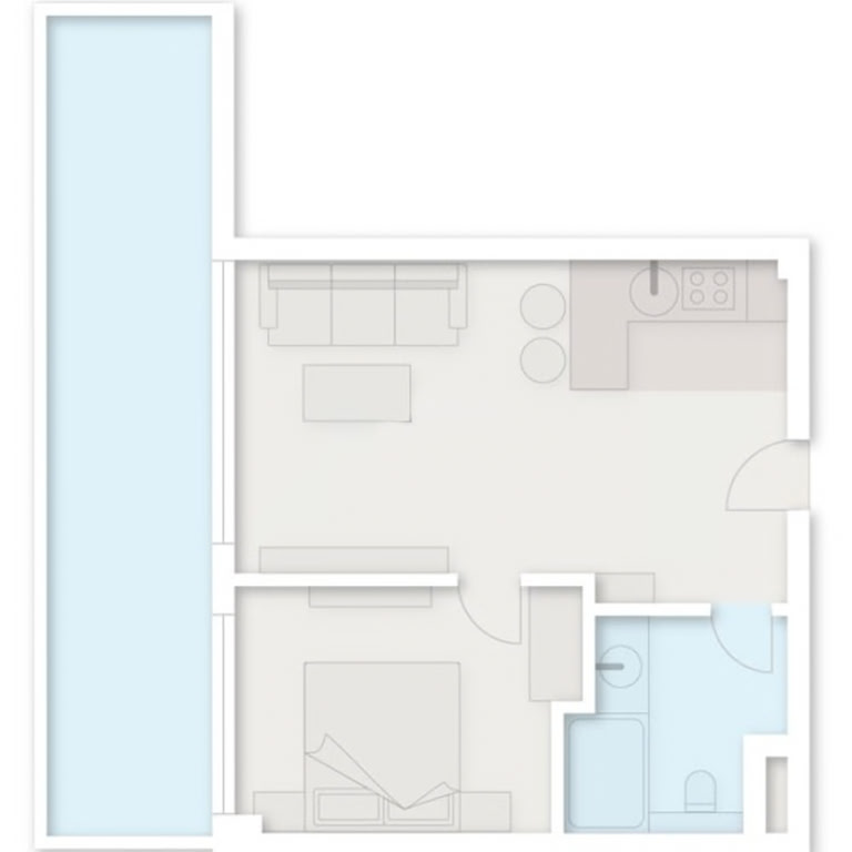 1-пакоевая кватэра 435, 53,7 м² на 4 паверсе ў Next Collection, корпус 1 — планіроўка 1
