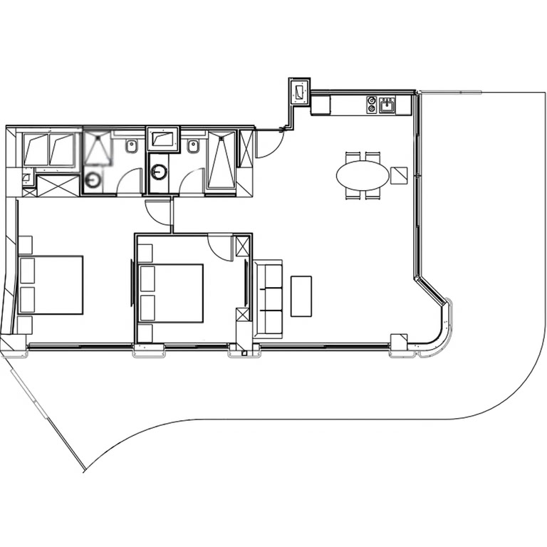 1-пакоевая кватэра 1312, 48,5 м² на 13 паверсе ў Next Collection, корпус 1 — планіроўка 1