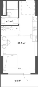 Студия — 38.2–38.6 м²