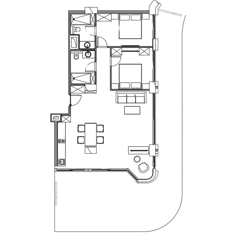 2-пакоевая кватэра № 446, 160,2 м² на 4-м паверсе ў Next Collection, корпус 1 — планіроўка 1
