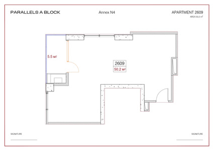 1-room — 50.2 m²
