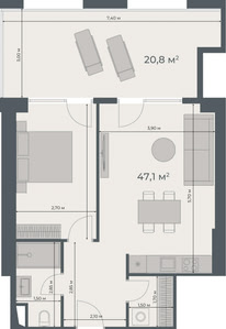 1-room — 67.9 m²
