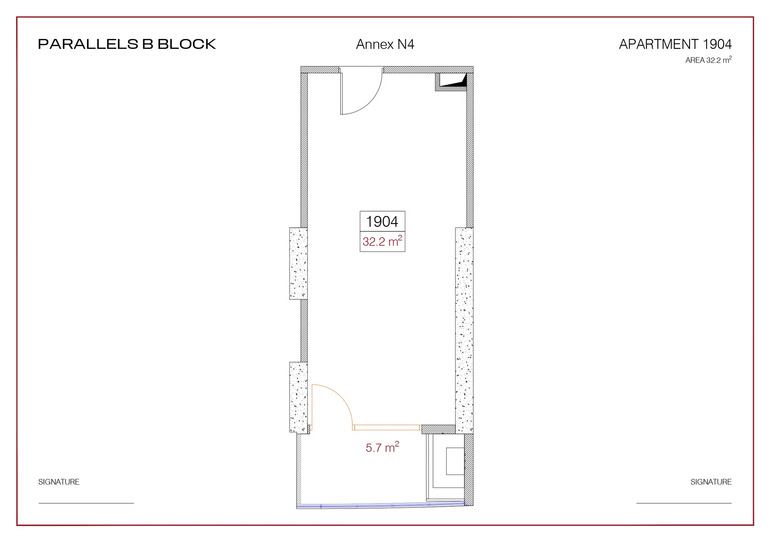 Studio #2504, 32 m² on floor 25 at Metropol Parallel, Building Block B — floor plan 1