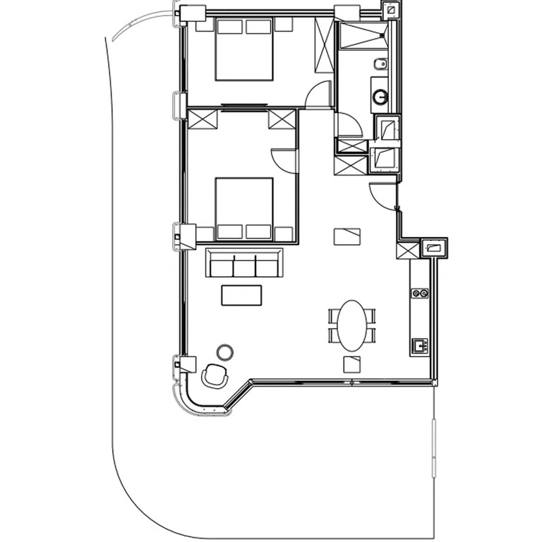2-кімнатна квартира № 1316, 150,2 м² на 13-му поверсі у Next Collection, корпус 1 — планування 1