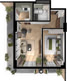 1-пакоевая кватэра 801, 87,4 м² на 8 паверсе ў Queen's Residence, корпус B — планіроўка 2