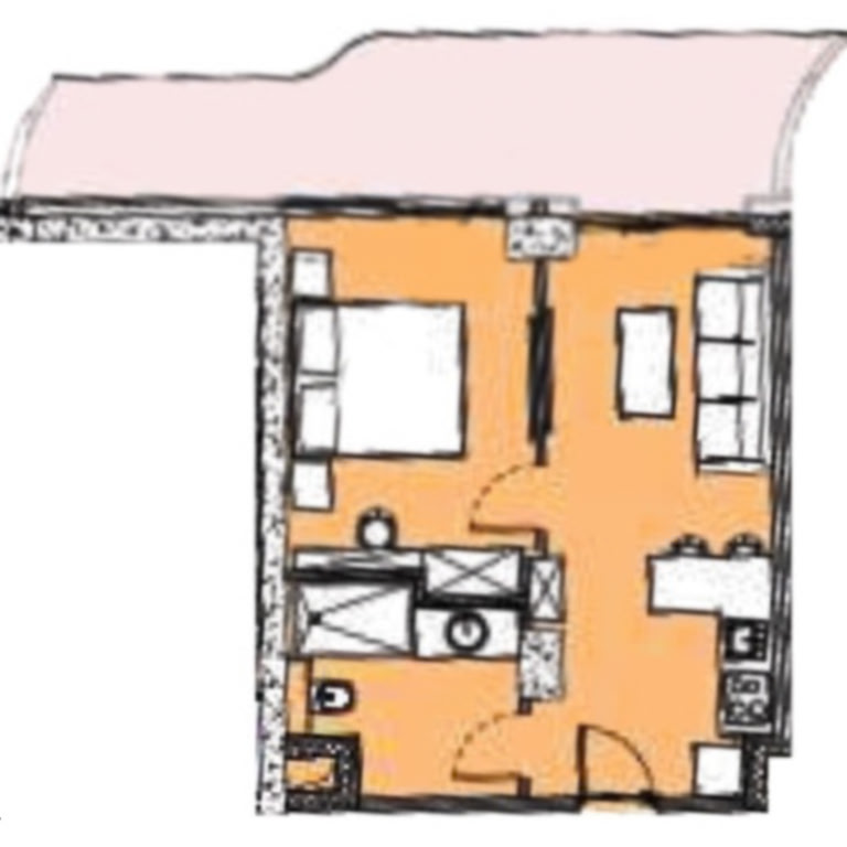 1-комнатная квартира 534, 54,3 м² на 5 этаже в Next Collection, корпус 1 — планировка 1