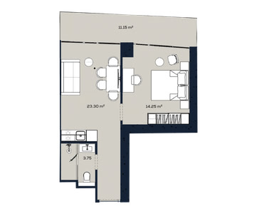 1-кімнатна — 52.3–52.5 м²