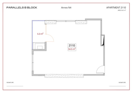 1-room — 54.5 m²