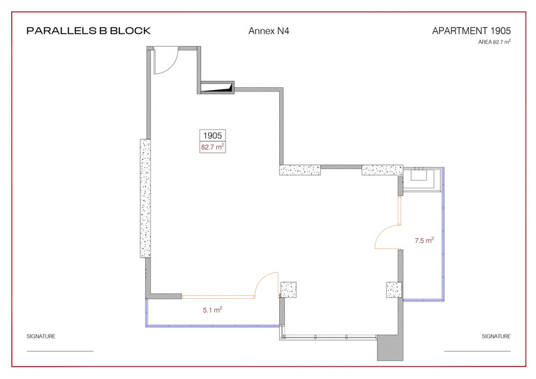 2-room apartment #2805, 83 m² on floor 28 at Metropol Parallel, Building Block B — floor plan 1