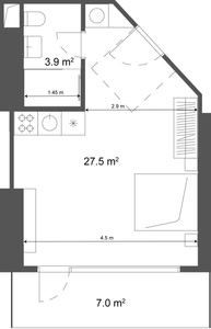 Студия — 34.5–34.9 м²