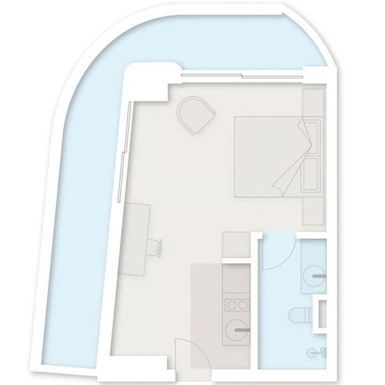 1-пакоевая кватэра 1305, 48,4 м² на 13 паверсе ў Next Collection, корпус 1 — планіроўка 1