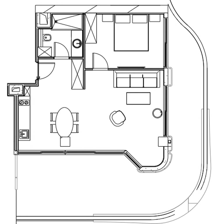 1-room apartment #1213, 100.4 m² on floor 12 at Next Collection, Building 1 — floor plan 1